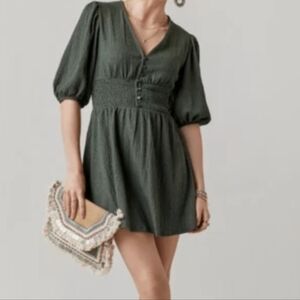 Francesca's Cottagecore Dress Olive Green L NWT